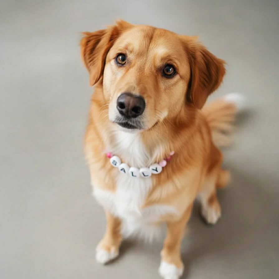 Collier unique pour chien avec son nom - Candy Pink
