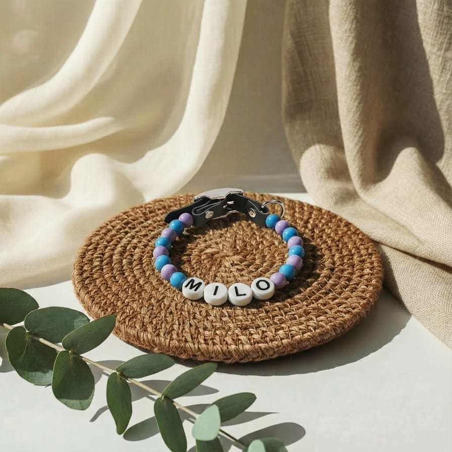 Collier unique pour chien avec son nom - Pastel Cloud