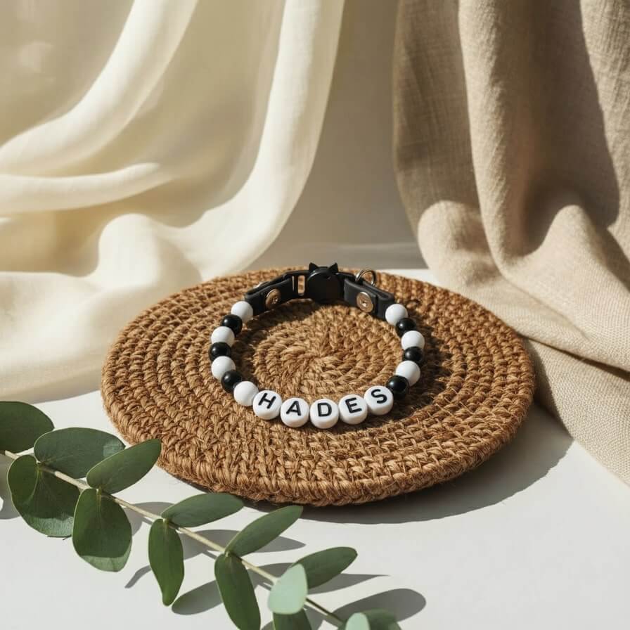Collier unique pour chat avec son nom - Dark