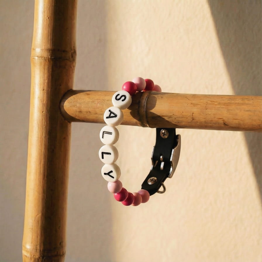 Collier unique pour chien avec son nom - Candy Pink