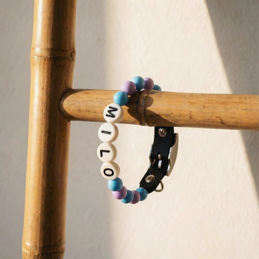 Collier unique pour chien avec son nom - Pastel Cloud