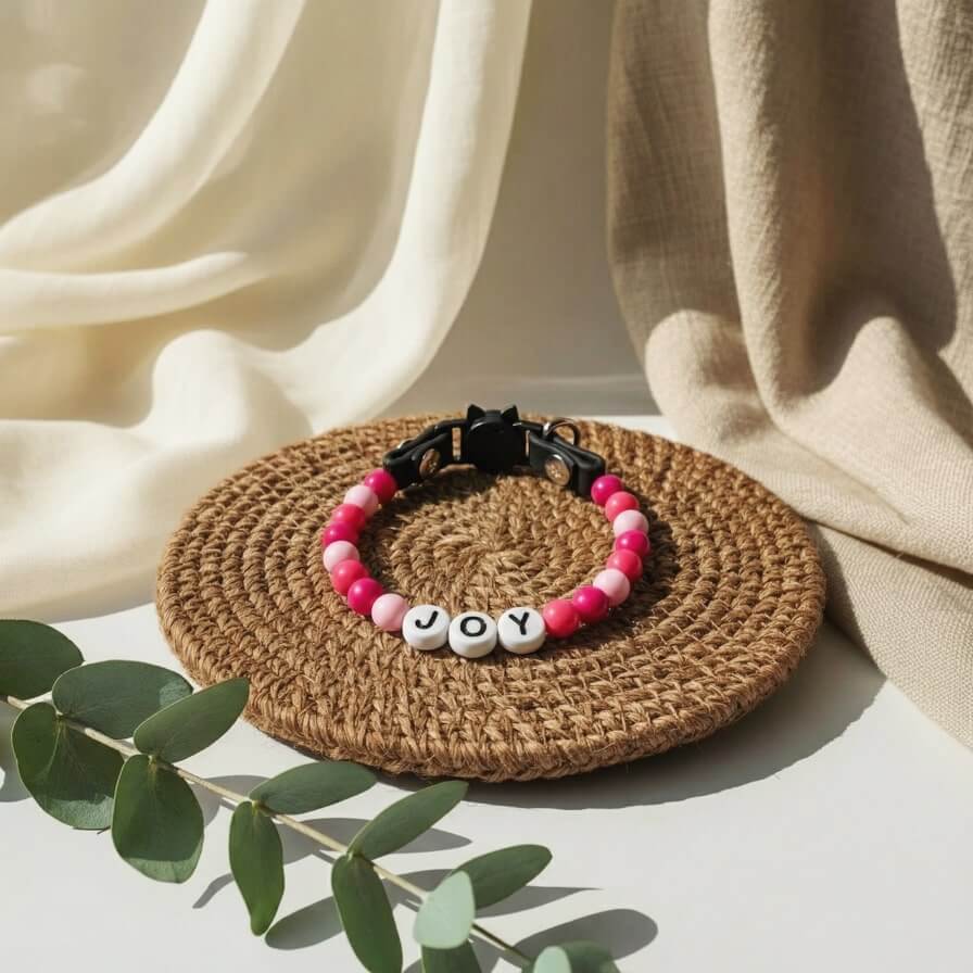 Collier unique pour chat avec son nom - Candy Pink