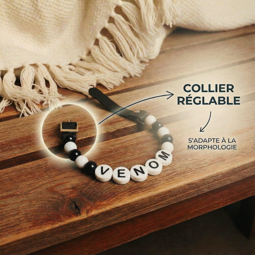 Collier unique pour chien avec son nom - Dark