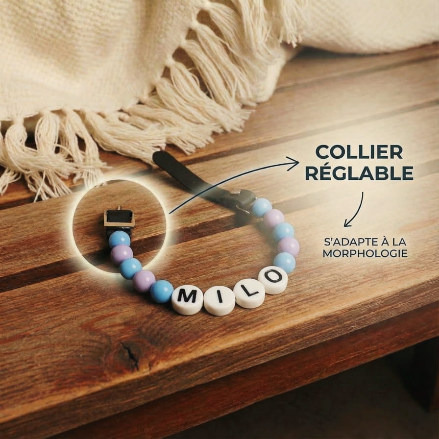 Collier unique pour chien avec son nom - Pastel Cloud
